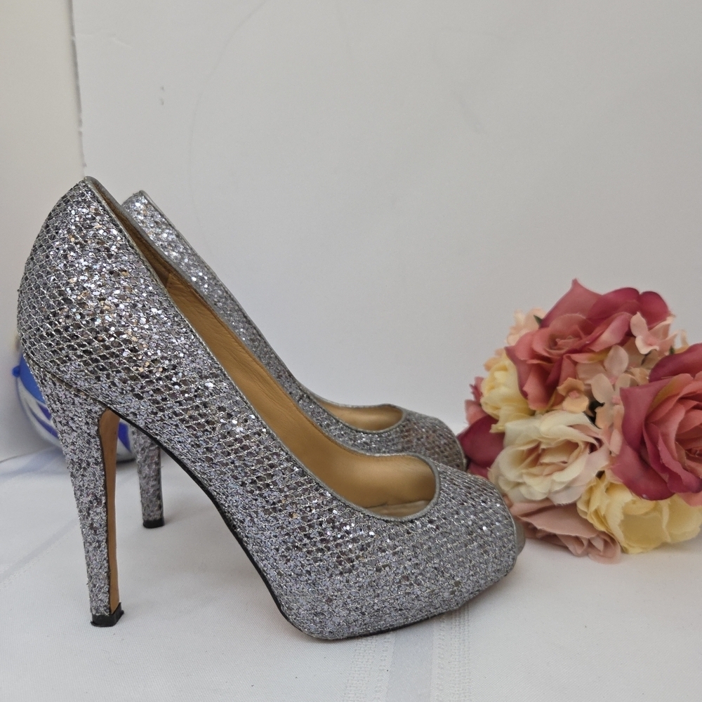 Badgley Mischka Sparkling Silver Heels